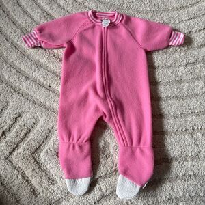 Vintage Pink Baby Fleece Footie Pajamas